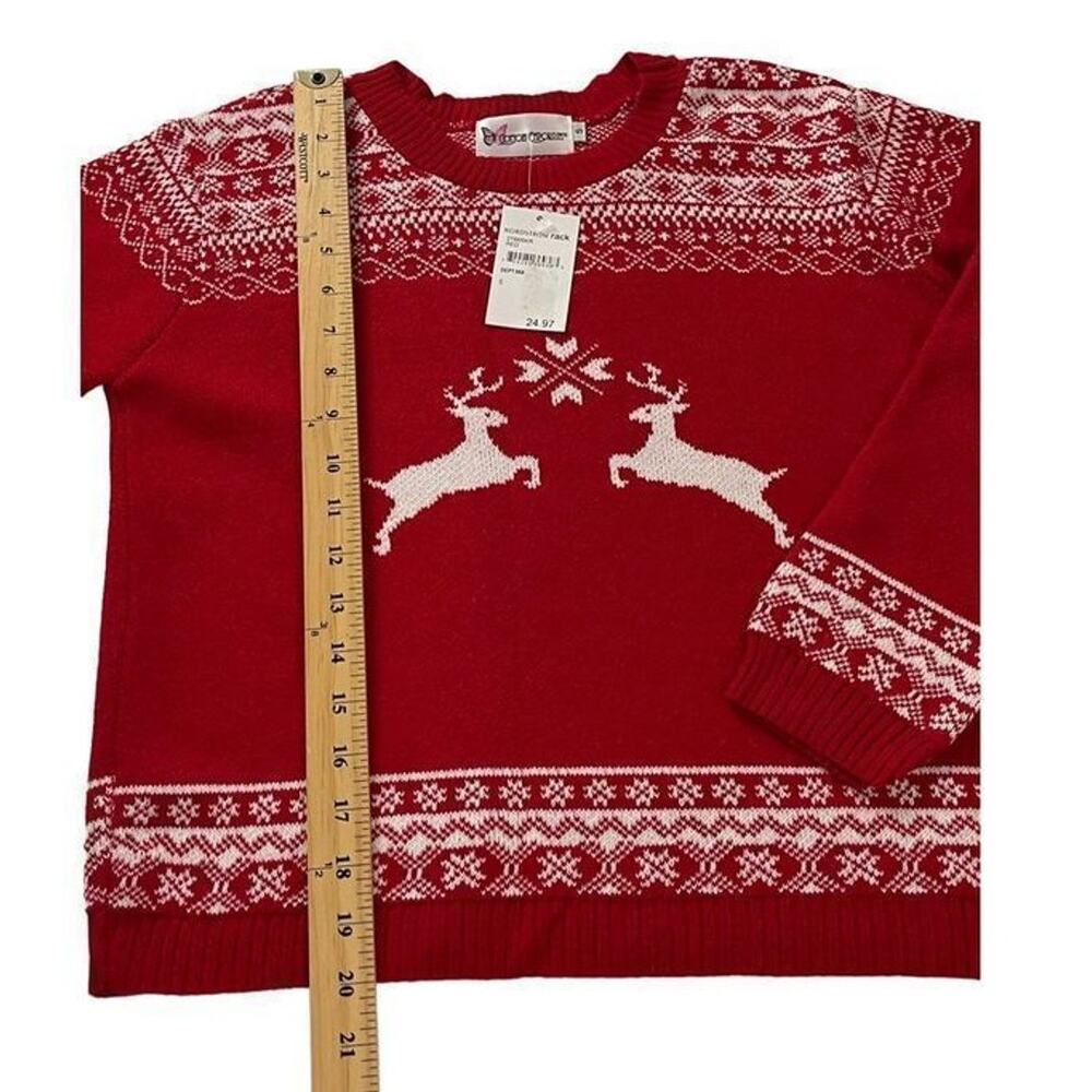 Cotton Emporium Girls Crewneck Reindeer Christmas Sweater Size Small New - Picture 4 of 10